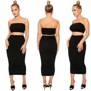 naked wardrobe THE NW RUCHED BANDEAU BOO SET black